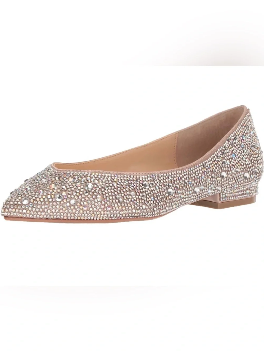 Betsey Johnson Nude/Satin Crystal Embellished Ballet Flats Size 6.5